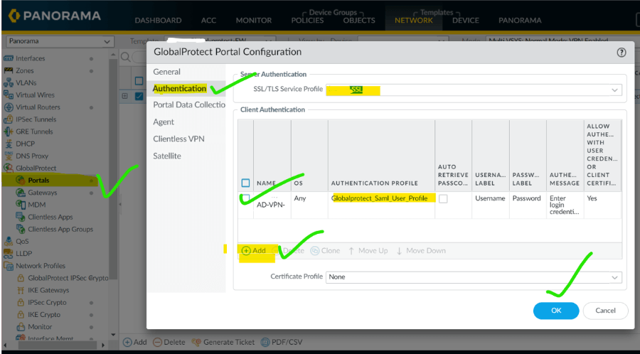 10 goto portal and add SAML profile in authentication