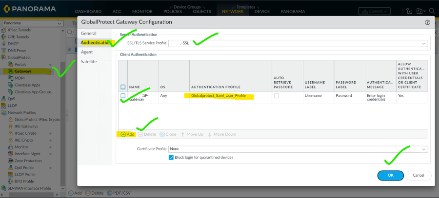 11 goto gateway and add SAML profile in authentication