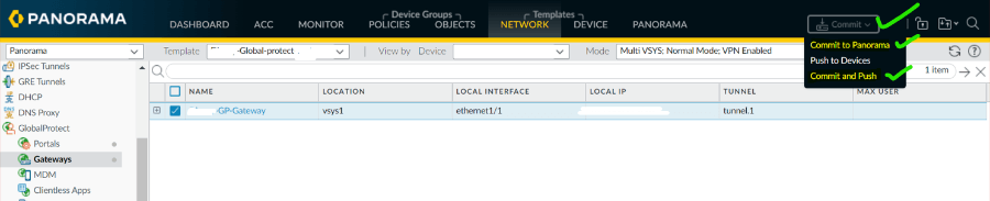 12 now commit the changes first on panorama and then push on device according to your network need