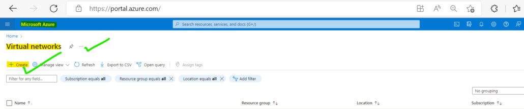 2 now click on create new virtual network note before this you should have plan of you network requirement that what CIDR range you want to use