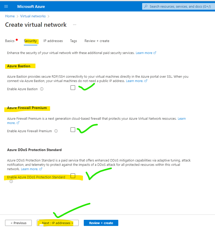 4 add security parameter according to you network need DDOS i sugest to you and click on