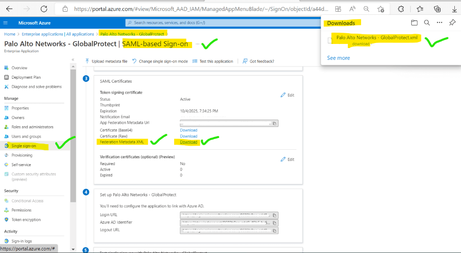 6 After Url save download the XML file for integrate to PaloAlto global protect