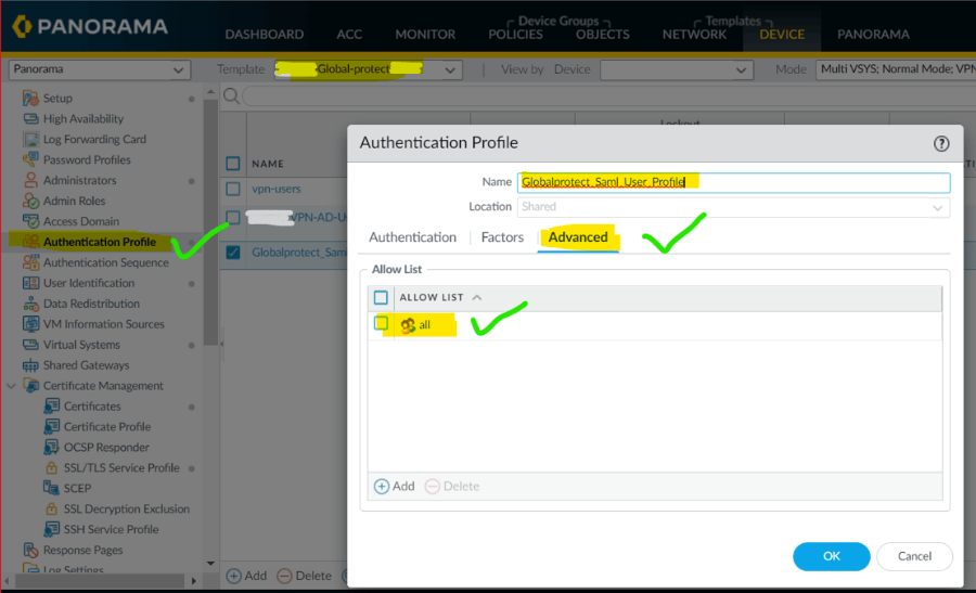 9.2 On same profile goto advance and add user as per your enterprise requirement